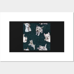 Westies mom dark blue pattern Posters and Art